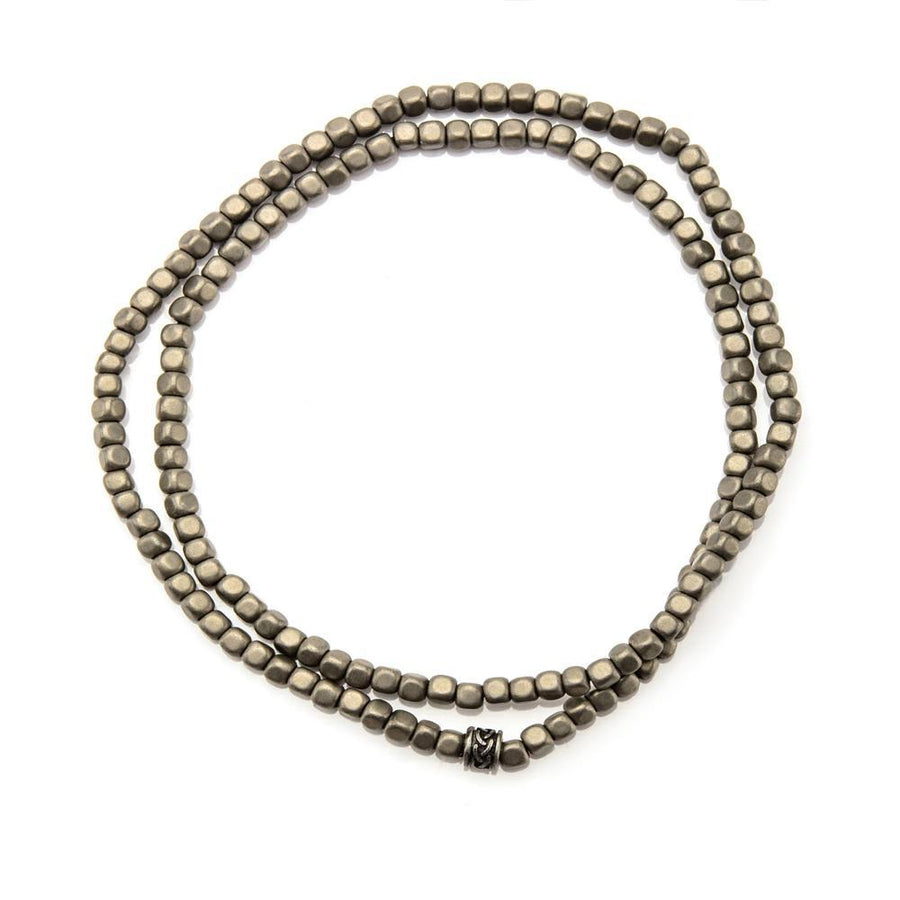 Stainless St Grey Hematite Stone Bead Bracelet - Mimmic Fashion Jewelry