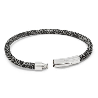 Stainless Steel Charm with Real Stingray Leather | Men's Bracelets