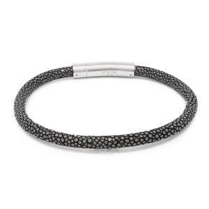 Stainless Steel Grey Stingray Leather Bracelet - Mimmic Fashion Jewelry