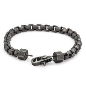 Stainless St HB IP Gun Metal Bold Box Chain Bracelet - Mimmic Fashion Jewelry