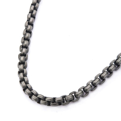 Solid Box Chain Necklace Black Ion-Plated Stainless Steel 18