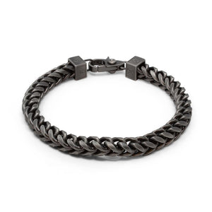 Stainless Steel HB Ion Plated Gun Metal Fox Tail Bracelet - Mimmic Fashion Jewelry