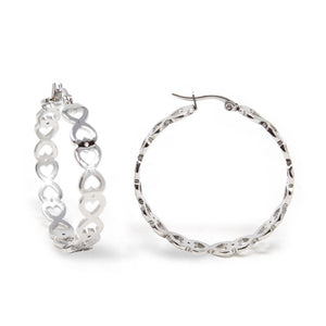 Stainless Steel Heart Hoop Earrings - Mimmic Fashion Jewelry