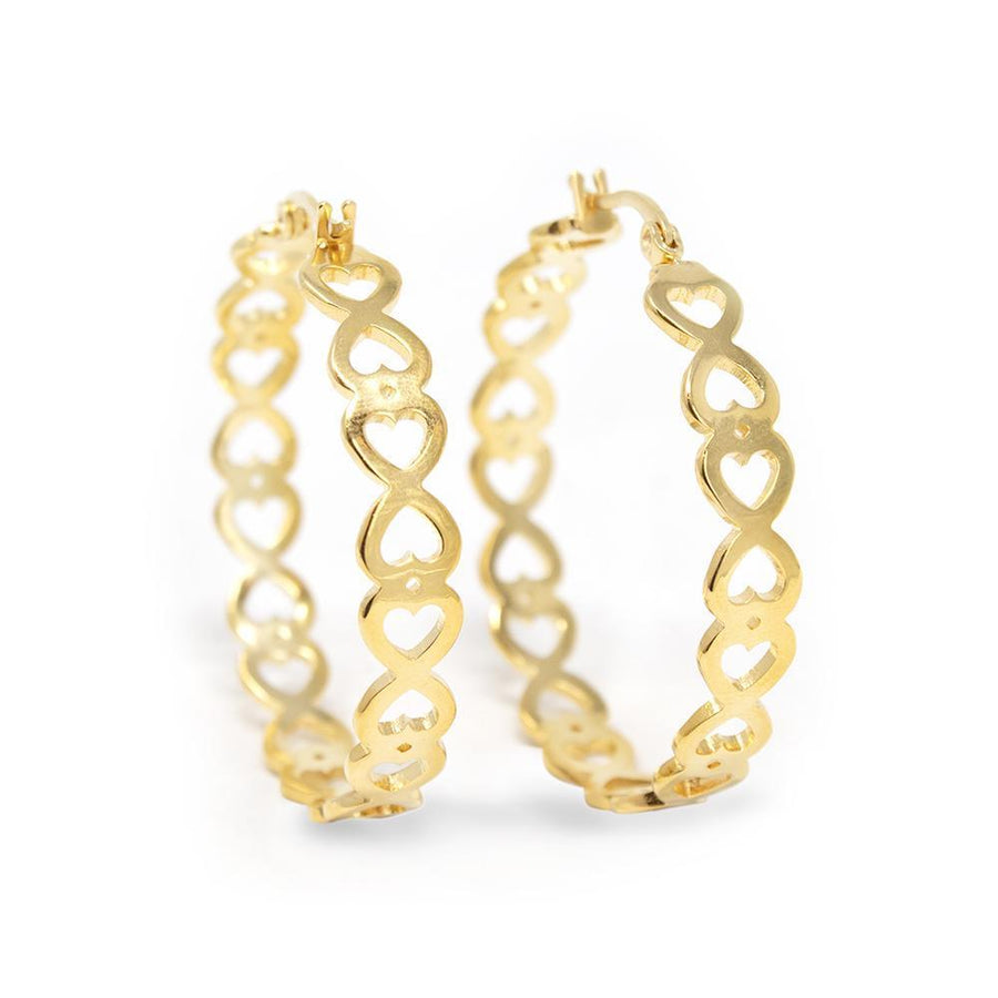 Stainless Steel Heart Hoop Earrings Gold Pl - Mimmic Fashion Jewelry