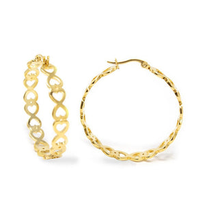 Stainless Steel Heart Hoop Earrings Gold Pl - Mimmic Fashion Jewelry