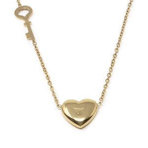 Stainless Steel Heart Key Necklace Gold Plated - Mimmic Fashion Jewelry