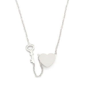 Stainless Steel Heart Key Necklace - Mimmic Fashion Jewelry