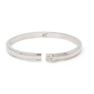 Stainless St Hinged Bangle 3 CZ - Mimmic Fashion Jewelry