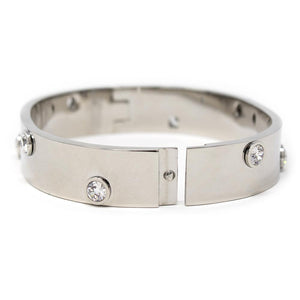 Stainless Steel Hinged Bracelet with Crystal - Mimmic Fashion Jewelry