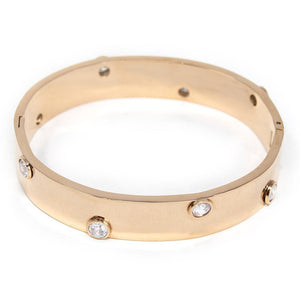 Stainless Steel Hinged Bracelet with Crystal Rose Gold Plated - Mimmic Fashion Jewelry