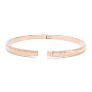 Stainless Steel Hinged Textured Bangle Rose Gold Pl - Mimmic Fashion Jewelry