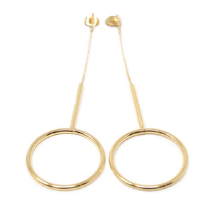 Stainless Steel Hoop String Post Drop Earrings Gold Pl - Mimmic Fashion Jewelry