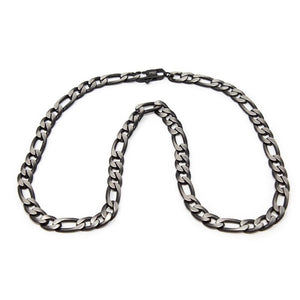 Stainless Steel Ion Plated Black Figaro Necklace 24 Inch - Mimmic Fashion Jewelry