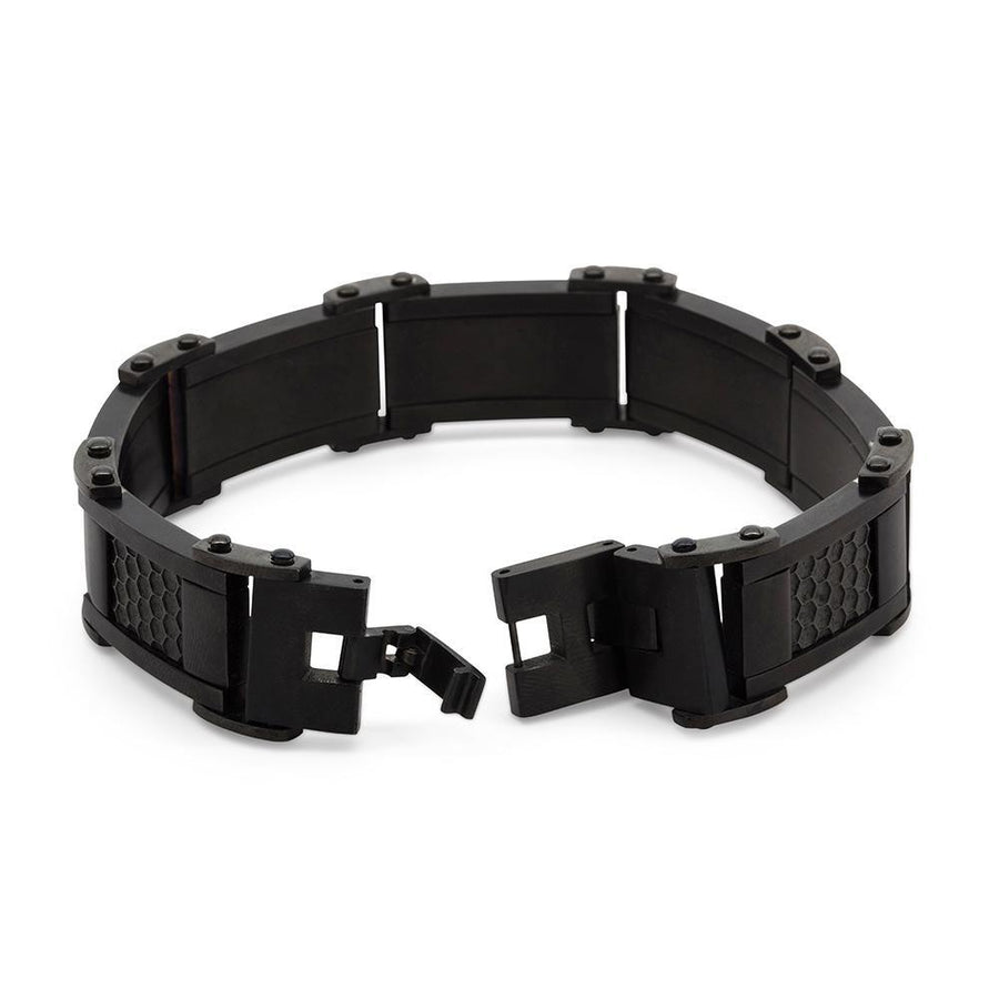 Stainless Steel Ion Plated Black Gun Metal Car Grille Link Bracelet - Mimmic Fashion Jewelry