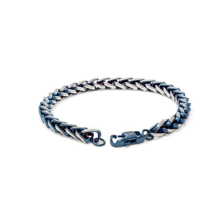 Stainless Steel Ion Plated Blue Rounded Franco Bracelet - Mimmic Fashion Jewelry