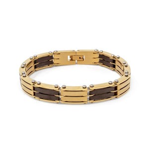 Stainless Steel Ion Plated Gold and Black Bracelet - Mimmic Fashion Jewelry