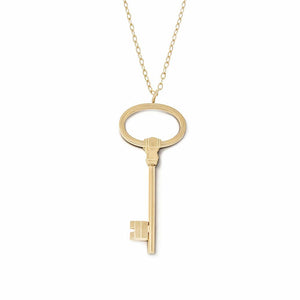 Stainless Steel Key Necklace Gold Plated - Mimmic Fashion Jewelry
