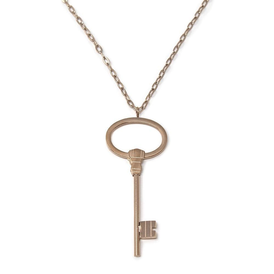 Stainless Steel Key Necklace Rose Gold Plated - Mimmic Fashion Jewelry