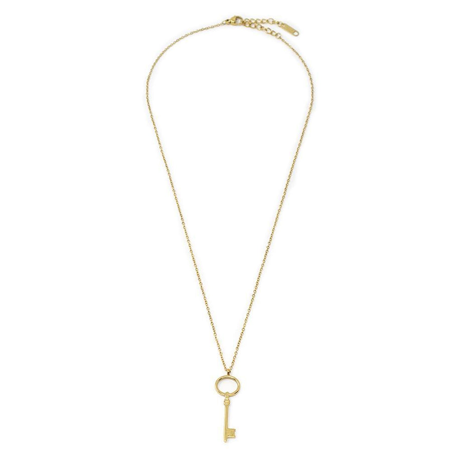 Stainless Steel Key Pendant Necklace Gold Plated - Mimmic Fashion Jewelry