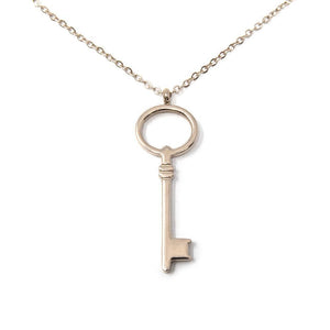 Stainless Steel Key Pendant Necklace Rose Gold Plated - Mimmic Fashion Jewelry
