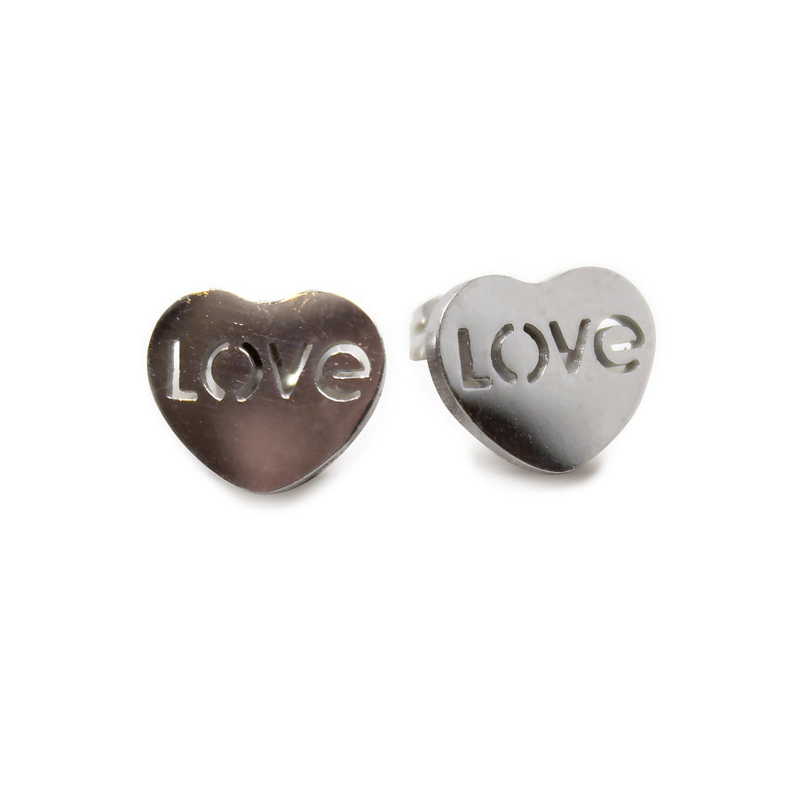 Stainless Steel LOVE Heart post Earrings - Mimmic Fashion Jewelry