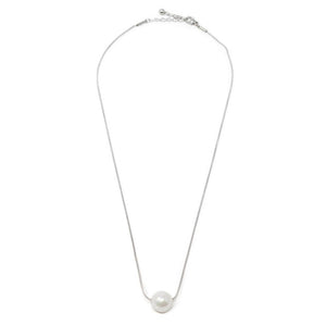 Stainless Steel Large Pearl Station Necklace - Mimmic Fashion Jewelry