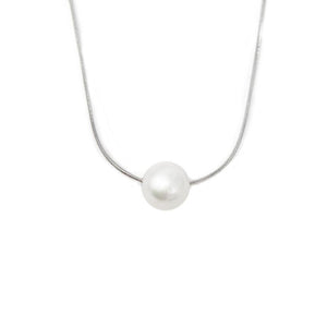 Stainless Steel Large Pearl Station Necklace - Mimmic Fashion Jewelry