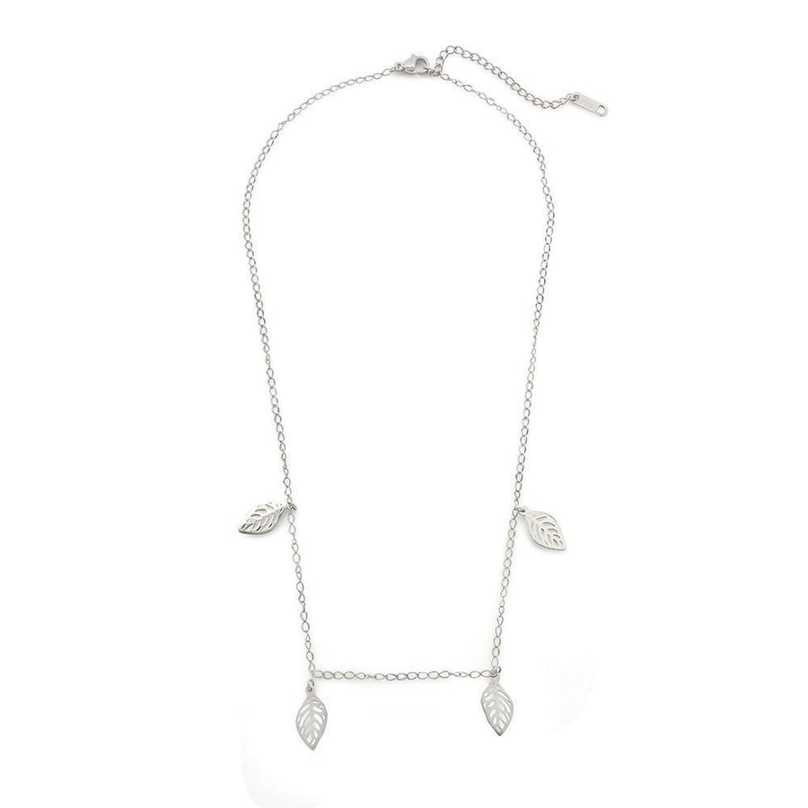 St Steel Leaf Necklace - Mimmic Fashion Jewelry