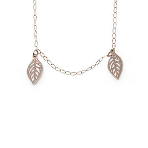 St Steel Leaf Necklace RoseGold Pl - Mimmic Fashion Jewelry