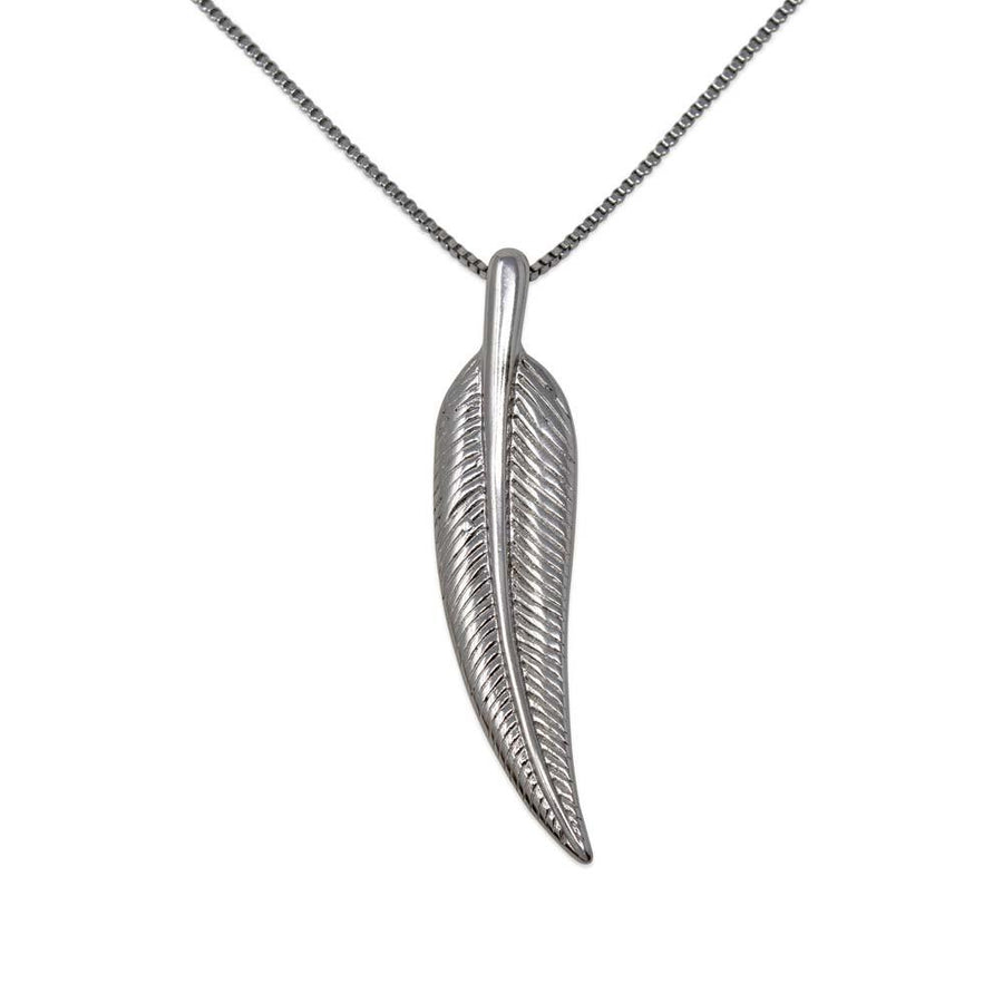 Stainless Steel Leaf Pendant Long Neck - Mimmic Fashion Jewelry