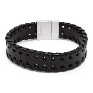 StSteel Leather Bracelet Woven - Mimmic Fashion Jewelry