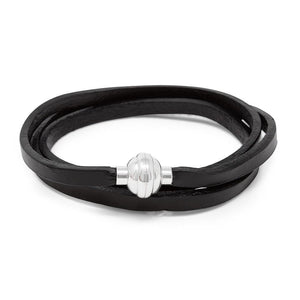 St Steel Leather Wrap Brace Magnetic Ball - Mimmic Fashion Jewelry
