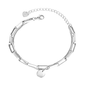 Stainless Steel Link Chain Bracelet With Happy Face Charm