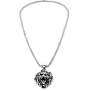 Stainless Steel Lion Pendant in 26 Inch Chain - Mimmic Fashion Jewelry