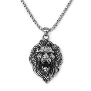 Stainless Steel Lion Pendant in 26 Inch Chain - Mimmic Fashion Jewelry