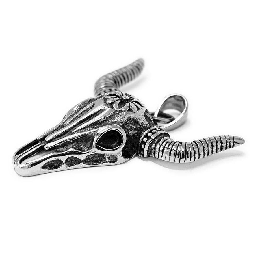 Stainless Steel LongHorn Skull Pendant - Mimmic Fashion Jewelry