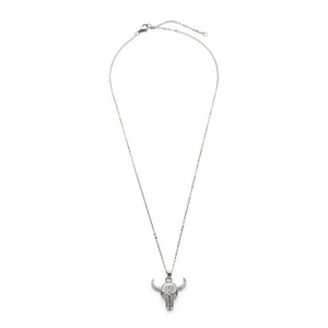 Stainless St. LongHorn Skull Pendant in Chain - Mimmic Fashion Jewelry