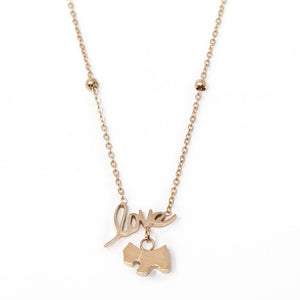Stainless Steel Love Dog Necklace Rose Gold Plated - Mimmic Fashion Jewelry