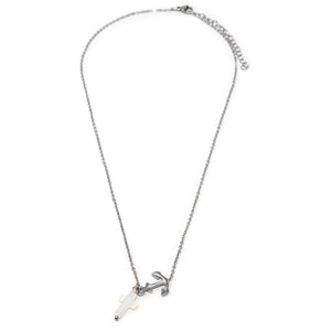 Stainless Steel MOP Cross/Anchor Choker Set - Mimmic Fashion Jewelry