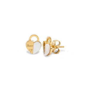 Stainless St MOP Heart Earrings Gold Pl - Mimmic Fashion Jewelry