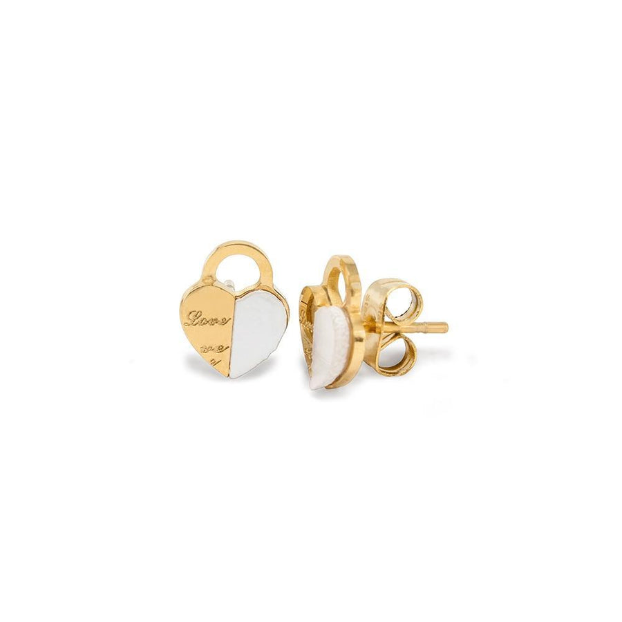Stainless St MOP Heart Earrings Gold Pl - Mimmic Fashion Jewelry