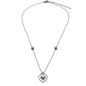 Stainless St MOP Heart Neck - Mimmic Fashion Jewelry