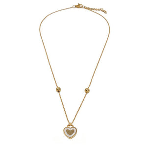 Stainless Steel MOP Heart Necklace Gold Plated - Mimmic Fashion Jewelry