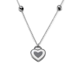 Stainless St MOP Heart Neck - Mimmic Fashion Jewelry