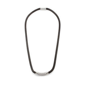 Stainless Steel Mesh Neck Pave Station - Mimmic Fashion Jewelry