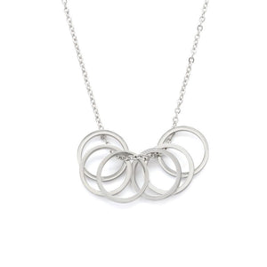 St Steel Multi Rings Necklace - Mimmic Fashion Jewelry