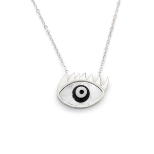 Stainless Steel Necklace Eye Mother of Pearl - Mimmic Fashion Jewelry