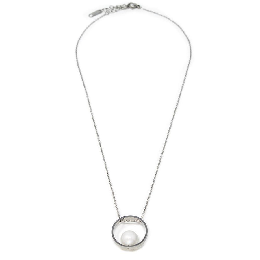 Stainless Steel Necklace Ring Pearl - Mimmic Fashion Jewelry