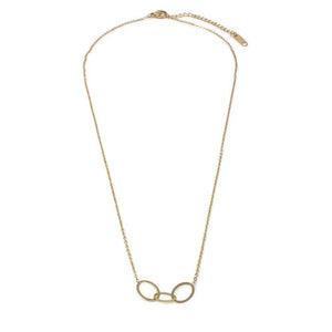 Stainless ST Neck 3 Cross Over Ovals Gold Pl - Mimmic Fashion Jewelry