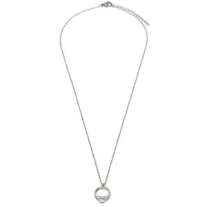 Stainless Steel Necklace with CZ Ring Pendant - Mimmic Fashion Jewelry